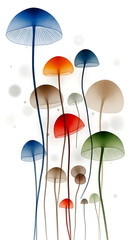 Obraz premium Vibrant colorful mushrooms in white background