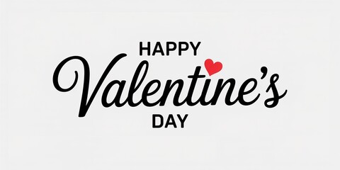 Fototapeta premium Happy valentine's day calligraphy text with red heart isolated on white background