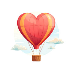 Fototapeta premium Heart-shaped hot air balloon floating