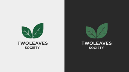 Two of Two Leaves Society on White and Black Backgrounds green text