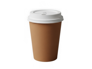 Disposable coffee cup with lid isolated on transparent background