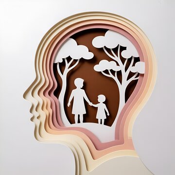 Mental Health and Family Support Concept &ndash; Parent and Child Inside Human Mind