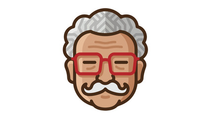 Elderly gentleman with glasses and mustache portrait illustration.