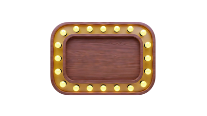 Retro Marquee Sign with Wood Panel and Lights