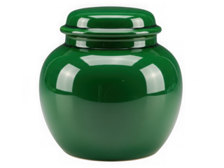 Green ceramic jar isolated on transparent background