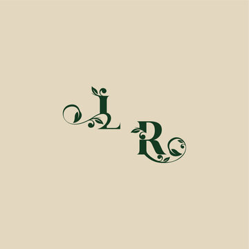 with monogram and leaf concept of elegant beautifull RL wedding organic logo letter
