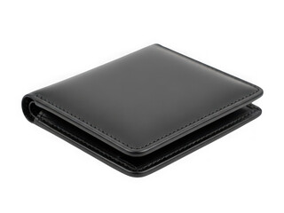 Black leather wallet isolated on transparent background