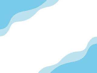 重なる流体シェイプが左上と右下に配置されたフレーム背景のイラスト（水色）