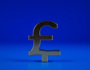 A 3d illustration of a blue pound sign icon representing British sterling currency and financial wealth for business banking and investment in the global economy