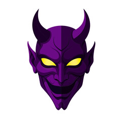 Obraz premium Menacing purple demon face with glowing yellow eyes