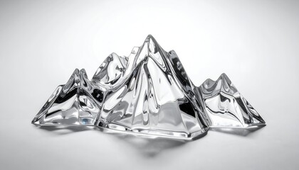 Crystal sculpture of a mountain range on a gradient background