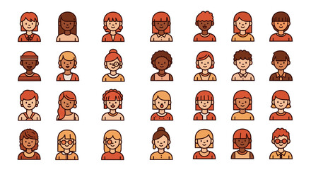 Obraz premium Diverse collection of illustrated avatars representing various individuals and personalities.