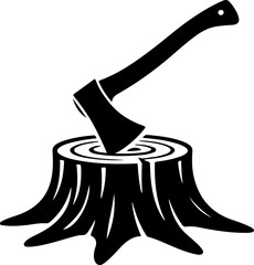 Axe in Tree Stump silhouette vector illustration