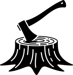 Axe in Tree Stump silhouette vector illustration