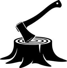 Axe in Tree Stump silhouette vector illustration
