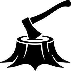 Axe in Tree Stump silhouette vector illustration