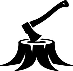 Axe in Tree Stump silhouette vector illustration
