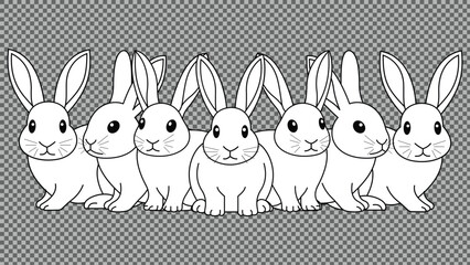 Easter rabbit. Easter bunny. Different poses. Happy Easter Day. Animal minimal concept collection. Vector illustration.