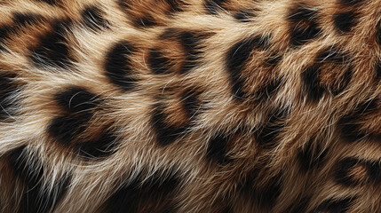A close-up view of a leopard's coat, displaying its distinctive spots and luxurious texture