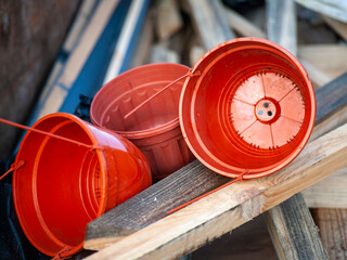 discarded plastic houseplant pots