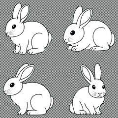 Easter rabbit. Easter bunny. Different poses. Happy Easter Day. Animal minimal concept collection. Vector illustration.