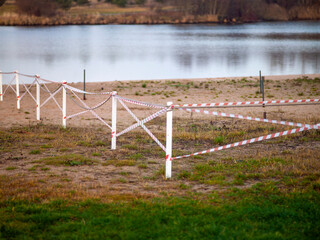 red and white warning tape