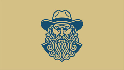 Detailed illustration of a bearded man wearing a cowboy hat.