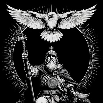 Odin black and white vector icon