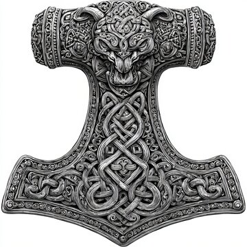 mjolnir hammer black and white vector icon