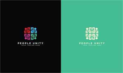 Teamwork or community unity modern logo template. Full color modern logo vector