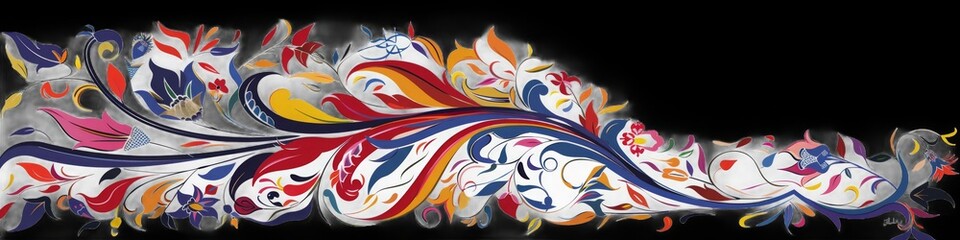 Obraz premium Vibrant floral and feather-like design with intricate details and rich colors