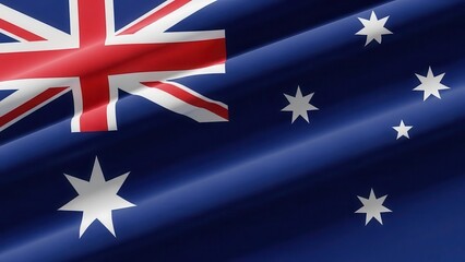 Australian Flag Waving, Close-up, Symbolic Representation, Horizontal