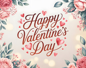 Beautiful Romantic Happy Valentine's Day Floral Greeting Card Background