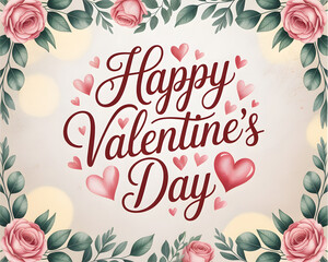 Beautiful Romantic Happy Valentine's Day Floral Greeting Card Background