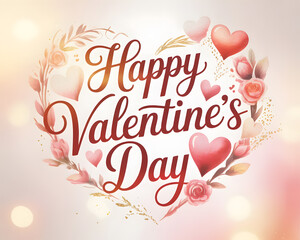Beautiful Romantic Happy Valentine's Day Floral Greeting Card Background
