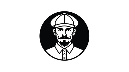 Elegant gentleman portrait in a circular frame vintage style illustration.