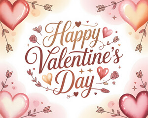 Beautiful Romantic Happy Valentine's Day Floral Greeting Card Background