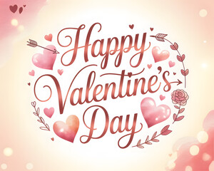 Beautiful Romantic Happy Valentine's Day Floral Greeting Card Background