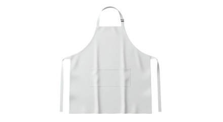 Clean white apron with a neck strap and side ties, against black backdrop
