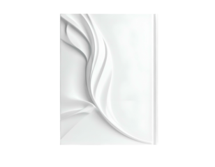 Smooth, white abstract design with flowing, layered curves on black background