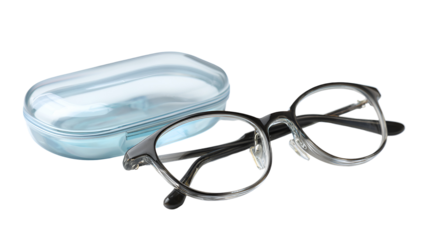 Eyeglasses and Eye Lens Isolated on White Background for Vision and Fashion