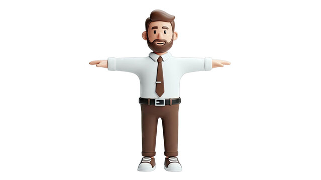 3D Cartoon Man in Business Attire