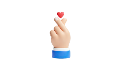 3D Hand Gesture with Red Heart