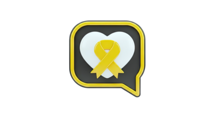 Yellow Ribbon Heart in Speech Bubble Icon