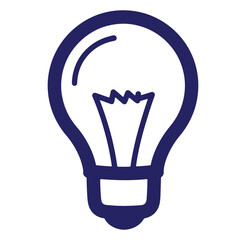 Obraz premium Simple dark blue outline illustration of a light bulb representing ideas and innovation