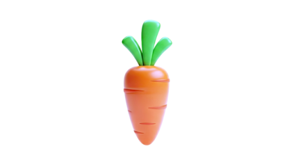 3D Rendered Orange Carrot with Green Leaves