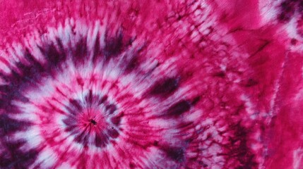 Vibrant abstract tie-dye spiral pattern in shades of pink, fuchsia, and white fabric