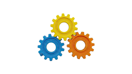 Colorful Gears Interlocking on White Background