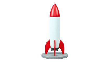 Cartoon Red and White Rocket Ship