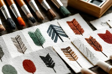 Beautiful Handcrafted Leaf Illustrations on Watercolor Paper